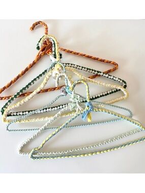 12 Vintage Braided Wrapped Wire Hangers Macramé 60s 70s Grandma Cottage Retro